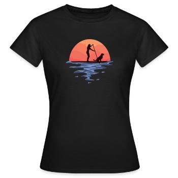 Sunset Stand Up Paddle Dog And Girl - Women's T-Shirt - black - Front - AI Model Female 172 dark (172cm)