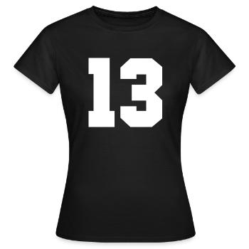 13 - Frauen T-Shirt - Schwarz - Vorne - AI Model Female 172 dark (172cm)