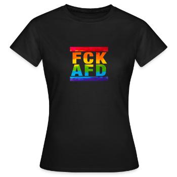 Contre les nazis - FCK AFD - Contre la droite - T-shirt Femme - noir - Devant - AI Model Female 172 dark (172cm)