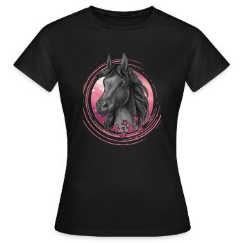 Pferd Sterne funkeln - Frauen T-Shirt - Schwarz - Vorne - AI Model Female 172 dark (172cm)