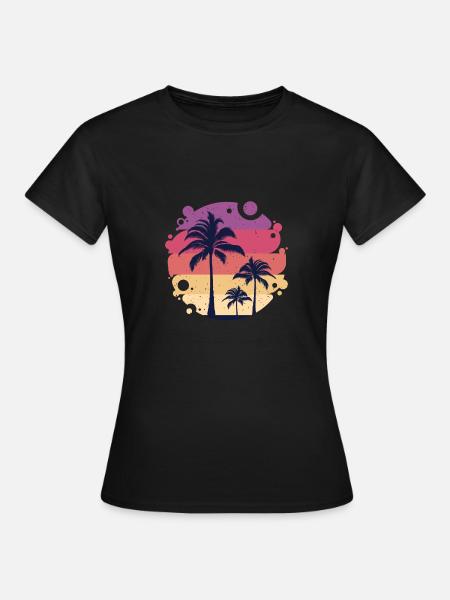 Coucher de soleil sur la plage de Miami - T-shirt Femme - noir