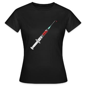 Seringue Vaccination Doctor Patient Seringue Blood Doctor - T-shirt Femme - noir - Devant - AI Model Female 172 dark (172cm)