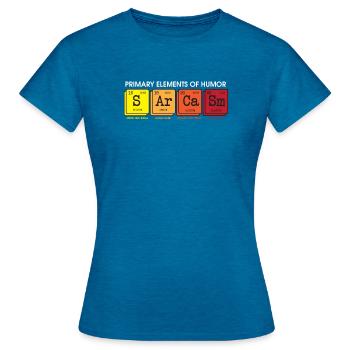 SARCASME - T-shirt Femme - bleu saphir antique chiné - Devant - AI Model Female 172 dark (172cm)