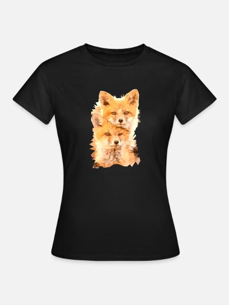 Fuchs Polygon Art - Frauen T-Shirt - Schwarz