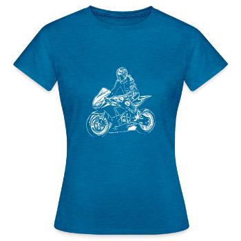 Motorcycle Lifestyle / Motorrad / Motorräder biker - Frauen T-Shirt - Antikblaues Saphir meliert - Vorne - AI Model Female 172 dark (172cm)