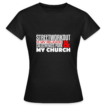 Streetworkout Religion & Calisthenics Park Church - T-shirt Femme - noir - Devant - AI Model Female 172 dark (172cm)