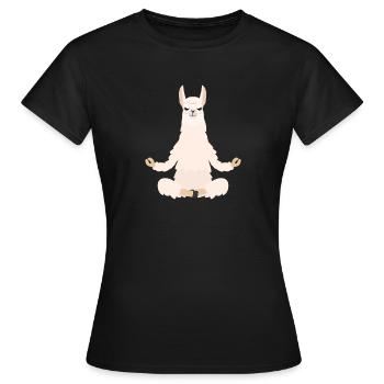 Meditation Lama Namaste Yoga Tier Alpaka Spruch - Frauen T-Shirt - Schwarz - Vorne - AI Model Female 172 dark (172cm)