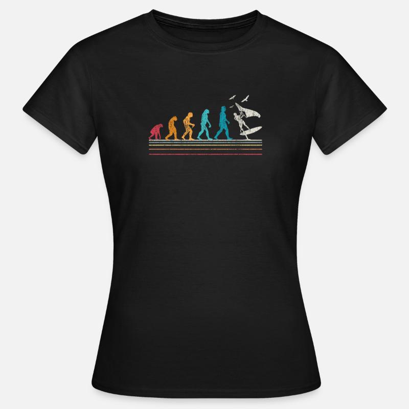 Wing Foiling Evolution Pour Surfeur I Retro Vintage - T-shirt Femme - noir