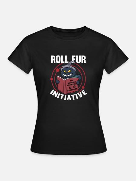 Dungeon Meowster Roll For Initiative D20 RPG - Women's T-Shirt - black