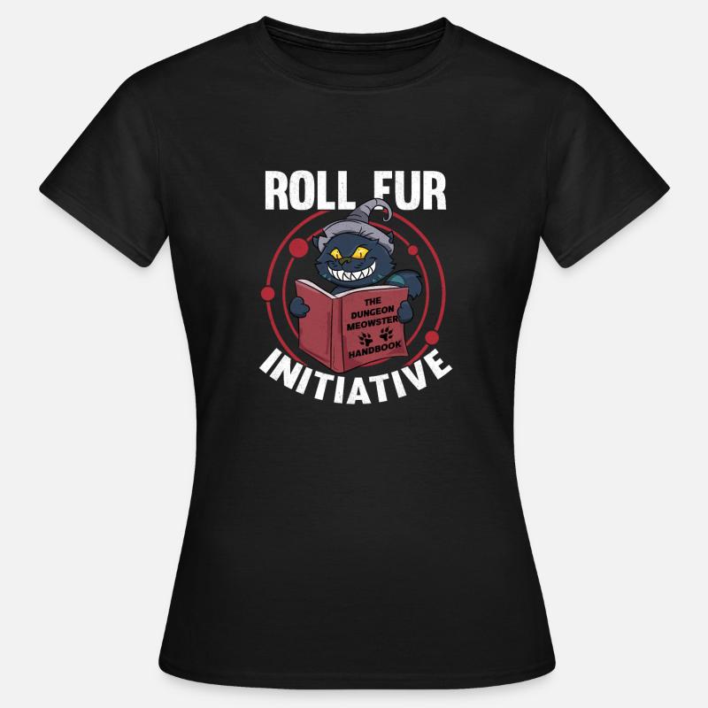 Dungeon Meowster Roll For Initiative D20 RPG - Women's T-Shirt - black