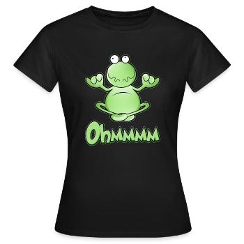 Ohmmm, Yoga, Schneidersitz, meditierender Frosch - Frauen T-Shirt - Schwarz - Vorne - AI Model Female 172 dark (172cm)