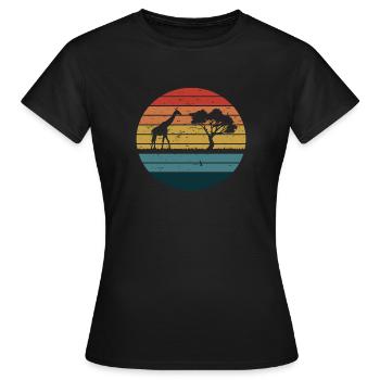 Retro Giraffe Afrika Steppe Wildnis Geschenk - Frauen T-Shirt - Schwarz - Vorne - AI Model Female 172 dark (172cm)