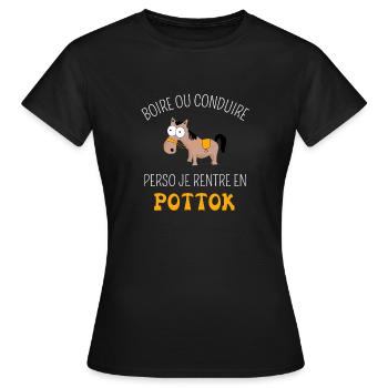 Humour Alcool Pays Basque Boire ou Conduire Drôle - T-shirt Femme - noir - Devant - AI Model Female 172 dark (172cm)