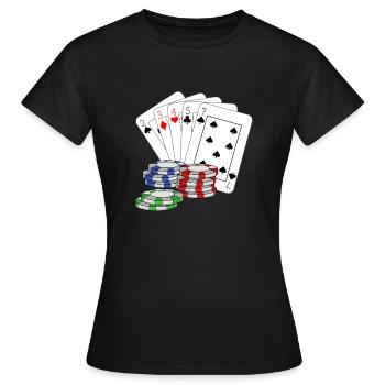 Poker Pokerkarten pokern Pokerface Kartenspiel - Frauen T-Shirt - Schwarz - Vorne - AI Model Female 172 dark (172cm)