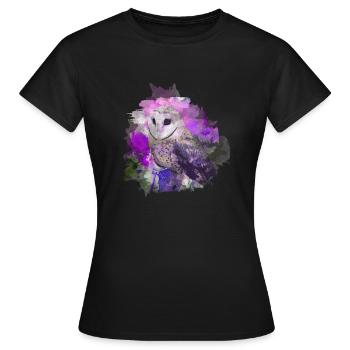 Eule Uhu Nachtvogel Watercolor - Frauen T-Shirt - Schwarz - Vorne - AI Model Female 172 dark (172cm)