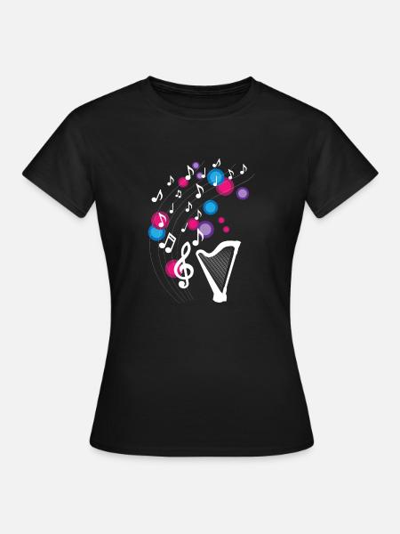 Harfe Music Notes Design für Harfe Musiker - Frauen T-Shirt - Schwarz