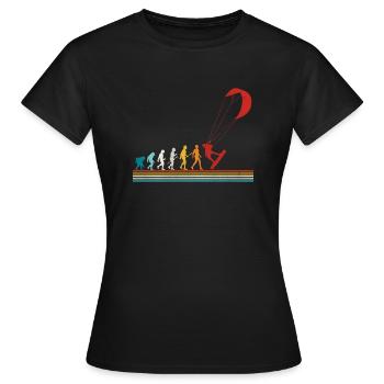 Retro Evolution Kite Surfing Funny Kite Boarding - Women's T-Shirt - black - Front - AI Model Female 172 dark (172cm)