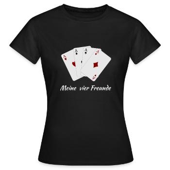 Kartenspiel Skat Poker Ass - Frauen T-Shirt - Schwarz - Vorne - AI Model Female 172 dark (172cm)