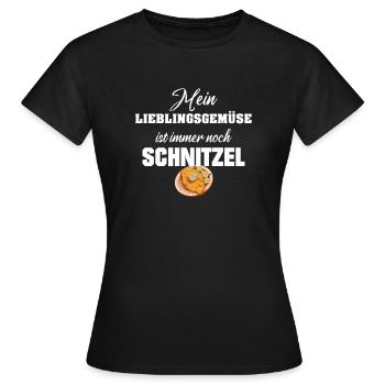 Schnitzel mein Lieblingsgemüse ist Schnitzel - Frauen T-Shirt - Schwarz - Vorne - AI Model Female 172 dark (172cm)