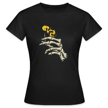 Knochenhand mit Streichholz - Frauen T-Shirt - Schwarz - Vorne - AI Model Female 172 dark (172cm)