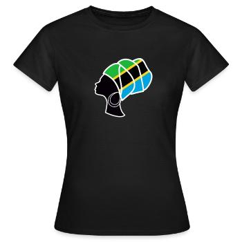 Pièce de tête de femme de tanzanie - T-shirt Femme - noir - Devant - AI Model Female 172 dark (172cm)