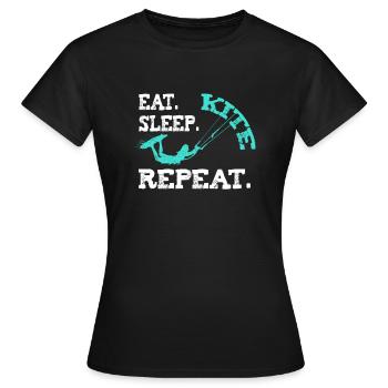 Kiteboarding Kite Kiten Design Eat Sleep Kite Kite - Frauen T-Shirt - Schwarz - Vorne - AI Model Female 172 dark (172cm)