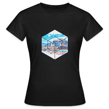 Salzbourg est connue pour ses Mozartkugeln - T-shirt Femme - noir - Devant - AI Model Female 172 dark (172cm)