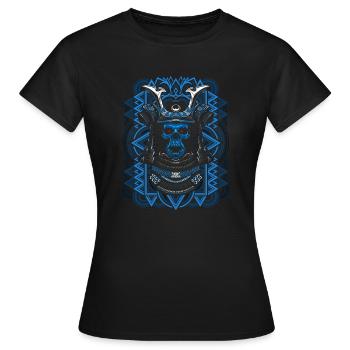 Samurai blauer Schädel - Frauen T-Shirt - Schwarz - Vorne - AI Model Female 172 dark (172cm)