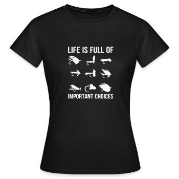 Fisherman Fly Fishing Reel Rod Fishery Tackle Gift - Women's T-Shirt - black - Front - AI Model Female 172 dark (172cm)