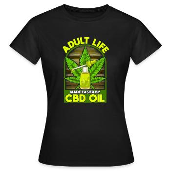 La vie adulte facilitée par l’huile de CBD - T-shirt Femme - noir - Devant - AI Model Female 172 dark (172cm)