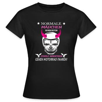 Normale Mädchen vs Coole Mädchen Fahren Motorrad - Frauen T-Shirt - Schwarz - Vorne - AI Model Female 172 dark (172cm)
