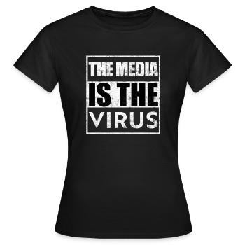 The media is the virus - Women's T-Shirt - black - Front - AI Model Female 172 dark (172cm)