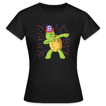 Schildkröte dabbing 4. Juli - Frauen T-Shirt - Schwarz - Vorne - AI Model Female 172 dark (172cm)
