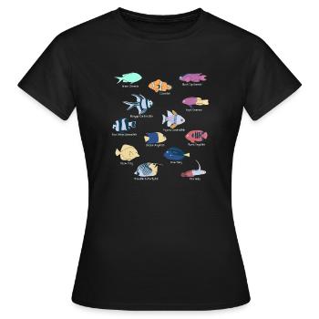 Poissons tropicaux d’aquarium d’eau salée - T-shirt Femme - noir - Devant - AI Model Female 172 dark (172cm)