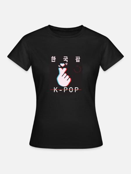 K-Pop Saranghae Aesthetic Korean... K-Pop - Dame-T-shirt - sort