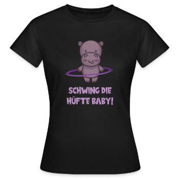 Motif doux animal balance la hanche - T-shirt Femme - noir - Devant - AI Model Female 172 dark (172cm)
