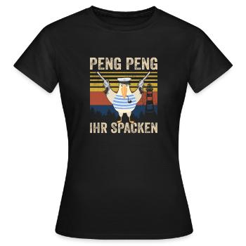 PENG IHR SPACKEN Nordsee - Frauen T-Shirt - Schwarz - Vorne - AI Model Female 172 dark (172cm)