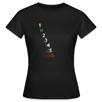 1n23456 Motorrad Gangschaltung Motorradfahrer - Frauen T-Shirt - Schwarz - Vorne - AI Model Female 172 dark (172cm)