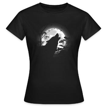 Wolf heulen unter dem Mond - Frauen T-Shirt - Schwarz - Vorne - AI Model Female 172 dark (172cm)