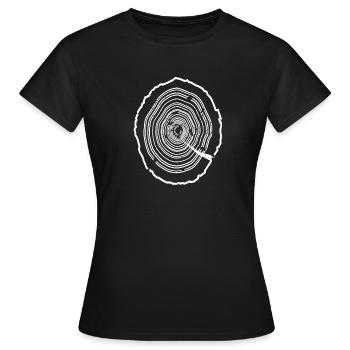 Disque de bois arbre écorce - T-shirt Femme - noir - Devant - AI Model Female 172 dark (172cm)