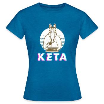 Ketamin Keta Druffi Pferd für Spicker und - Frauen T-Shirt - Antikblaues Saphir meliert - Vorne - AI Model Female 172 dark (172cm)