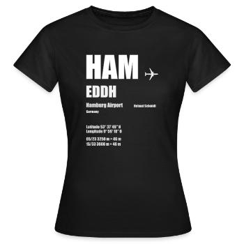 HAM Aéroport Aéroport de Hambourg Cadeau - T-shirt Femme - noir - Devant - AI Model Female 172 dark (172cm)