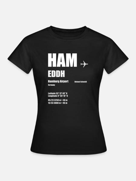 HAM Flughafen Airport Hamburg Geschenk - Frauen T-Shirt - Schwarz