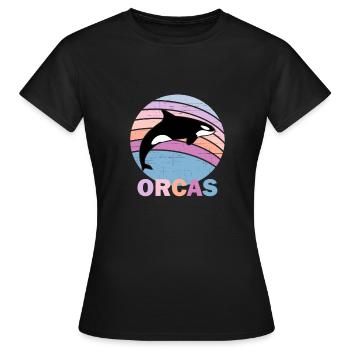 orques vintage retromammaldolphinsblack et whiteca - T-shirt Femme - noir - Devant - AI Model Female 172 dark (172cm)