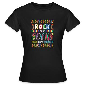 Welt-Down-Syndrom-Tag Rock Socks Awareness - Frauen T-Shirt - Schwarz - Vorne - AI Model Female 172 dark (172cm)