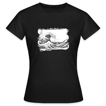 The Great Wave Kanagawa - Japanische Kunst - Frauen T-Shirt - Schwarz - Vorne - AI Model Female 172 dark (172cm)