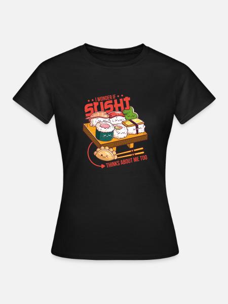 Sushi Anime I Otaku I Japanese Food I Kawaii Sushi - Women's T-Shirt - black