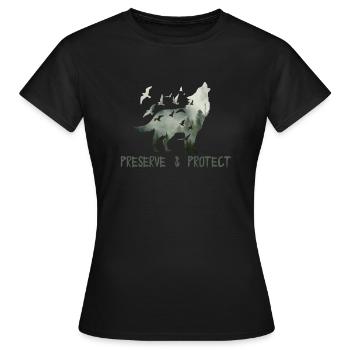 Preserve & Protect Environmental Protection Climate Protection Wolf - Women's T-Shirt - black - Front - AI Model Female 172 dark (172cm)