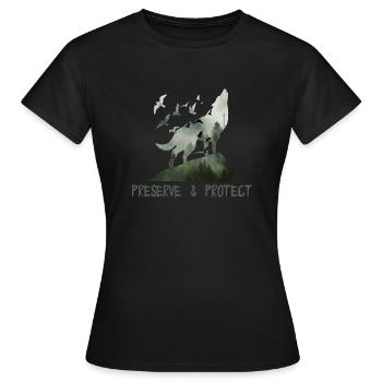 Preserve & Protect Umweltschutz Klimaschutz Wolf - Frauen T-Shirt - Schwarz - Vorne - AI Model Female 172 dark (172cm)