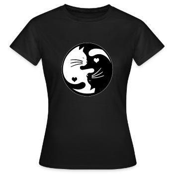 Chats Ying Yang - T-shirt Femme - noir - Devant - AI Model Female 172 dark (172cm)